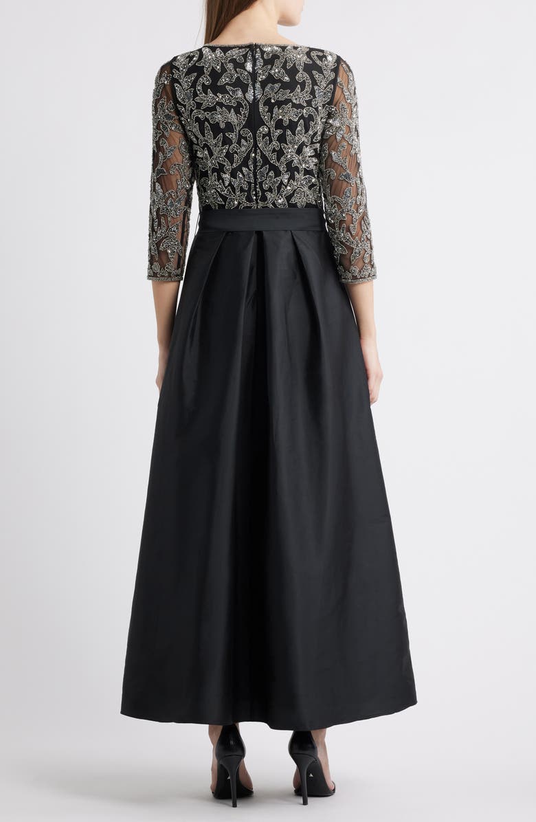 Pisarro Nights Sequin Bodice Gown, Alternate, color, Black/ Silver