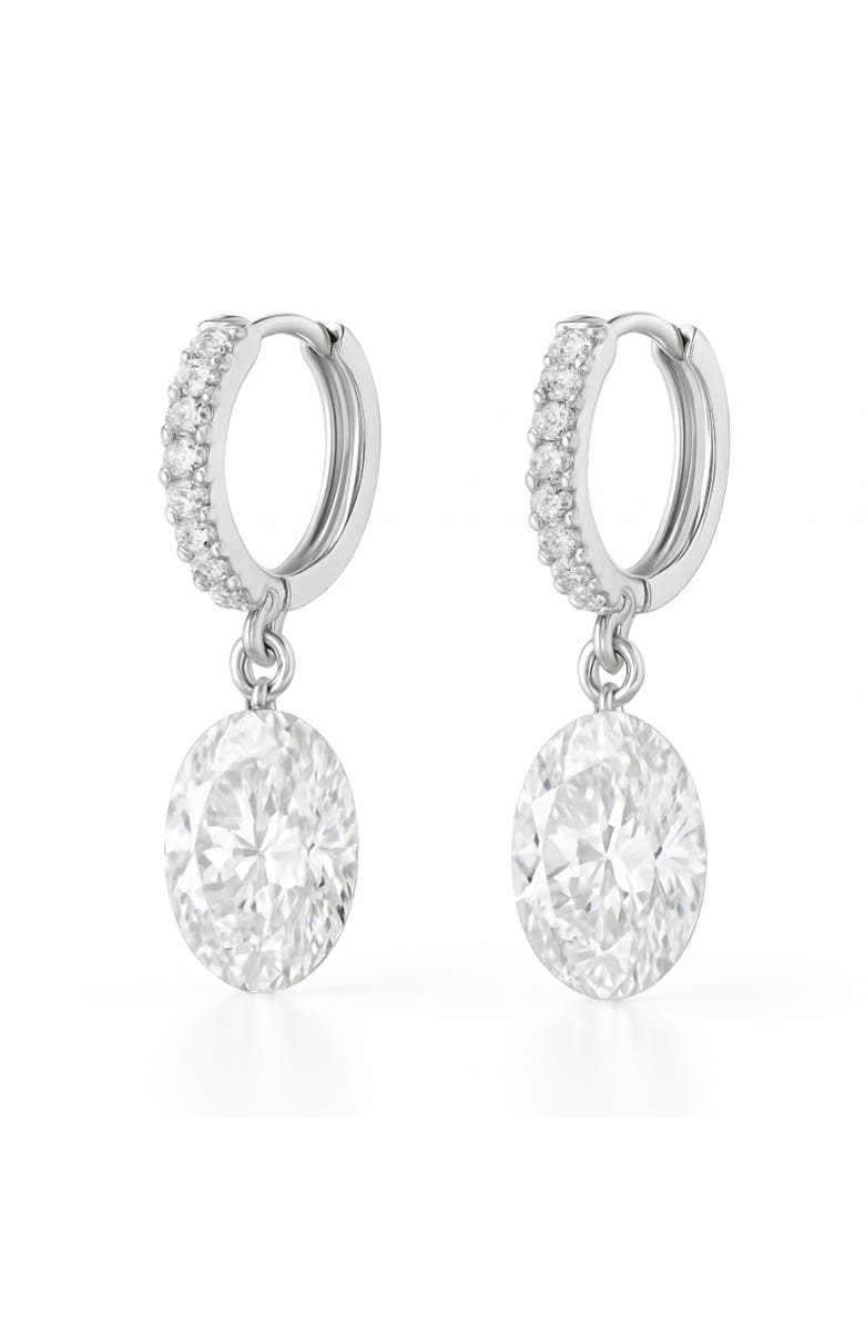 Donatello Gian Oval Cut Crystal Dangle Earrings, Main, color, Silver