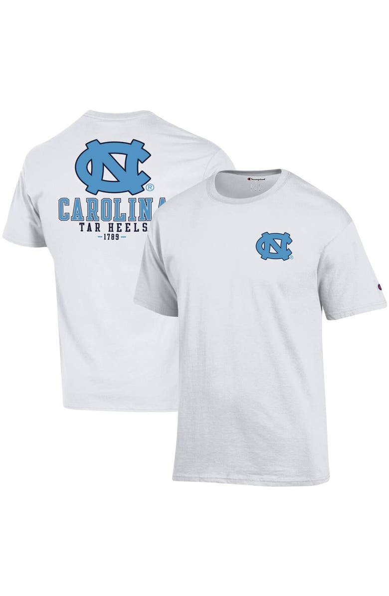 Champion Men's Champion White North Carolina Tar Heels Stack 2-Hit T-Shirt, Main, color,