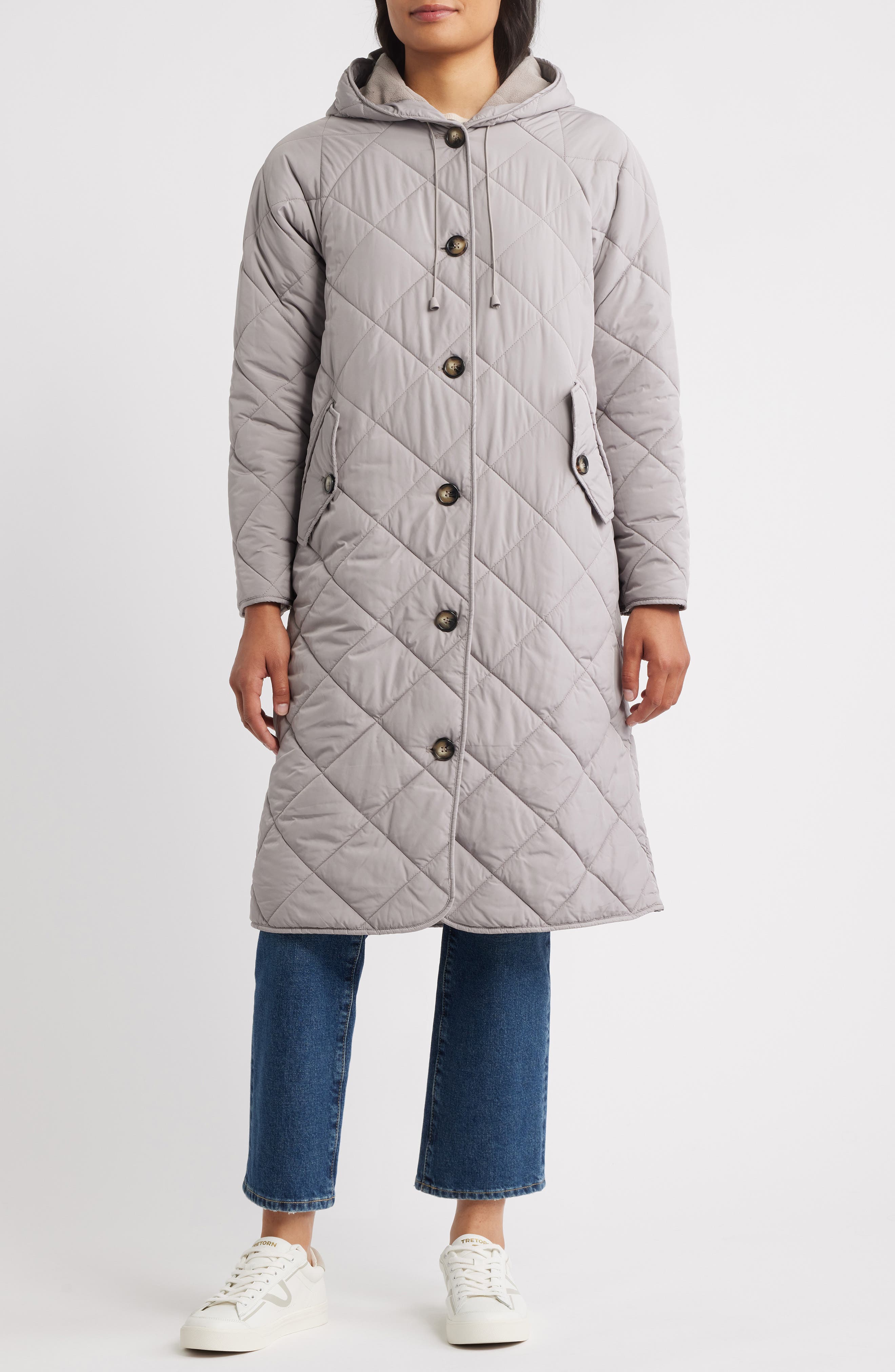 Bernardo Hooded Quilted Longline Jacket