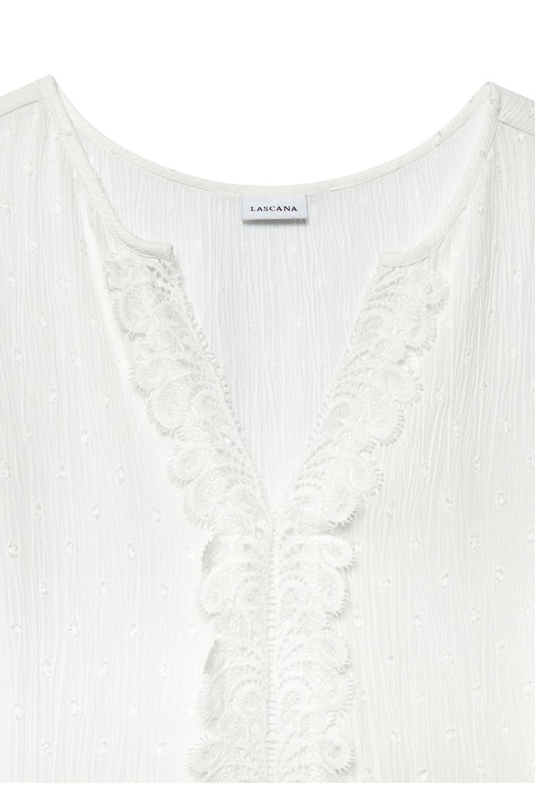 Lace Trim Sleeveless Blouse, Alternate, color, White