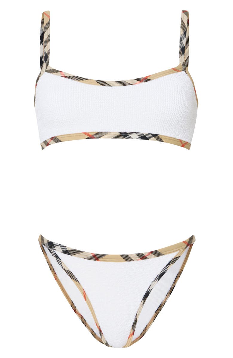 Burberry x Hunza G Tyler Original Crinkle<sup>™</sup> Two-Piece Bikini Swimsuit & Matching Scrunchie Set, Alternate, color, 