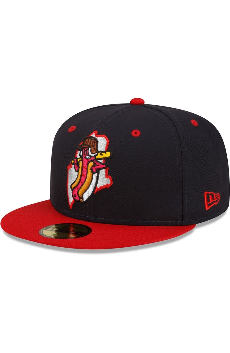 New Era Men's New Era Navy/Red Portland Sea Dogs Theme Night 59FIFTY Fitted Hat, Main, color, 