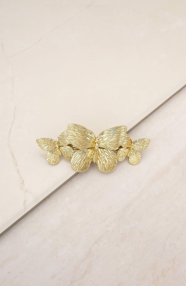 Ettika Textured Butterfly Barrette, Alternate, color, Gold