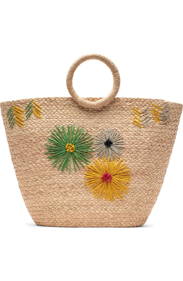 Frances Valentine Botanica Basket Raffia Tote, Alternate, color, Natural/ Multi