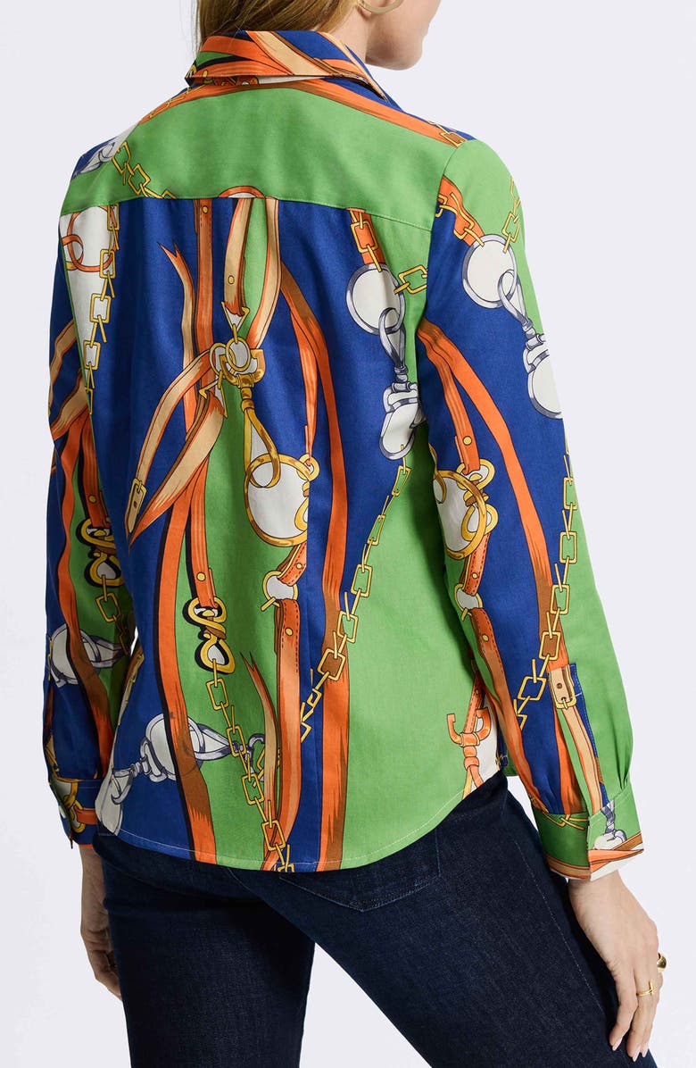 Foxcroft June Status Chain Cotton Button-Up Shirt, Alternate, color, Green Multi