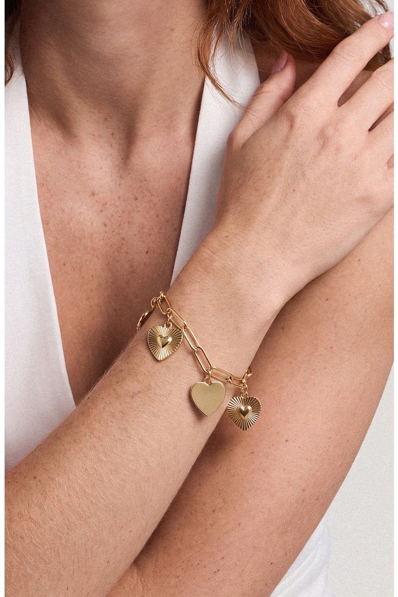 Heart Charm Bracelet, Alternate, color, GOLD