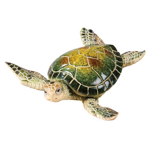 Gallerie Ii 5.5" Resin Sea Turtle Tabletop Figurine Coastal Beach Decor In Green