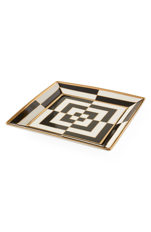 Jonathan Adler Op Art Square Serving Tray In Black/white/gold
