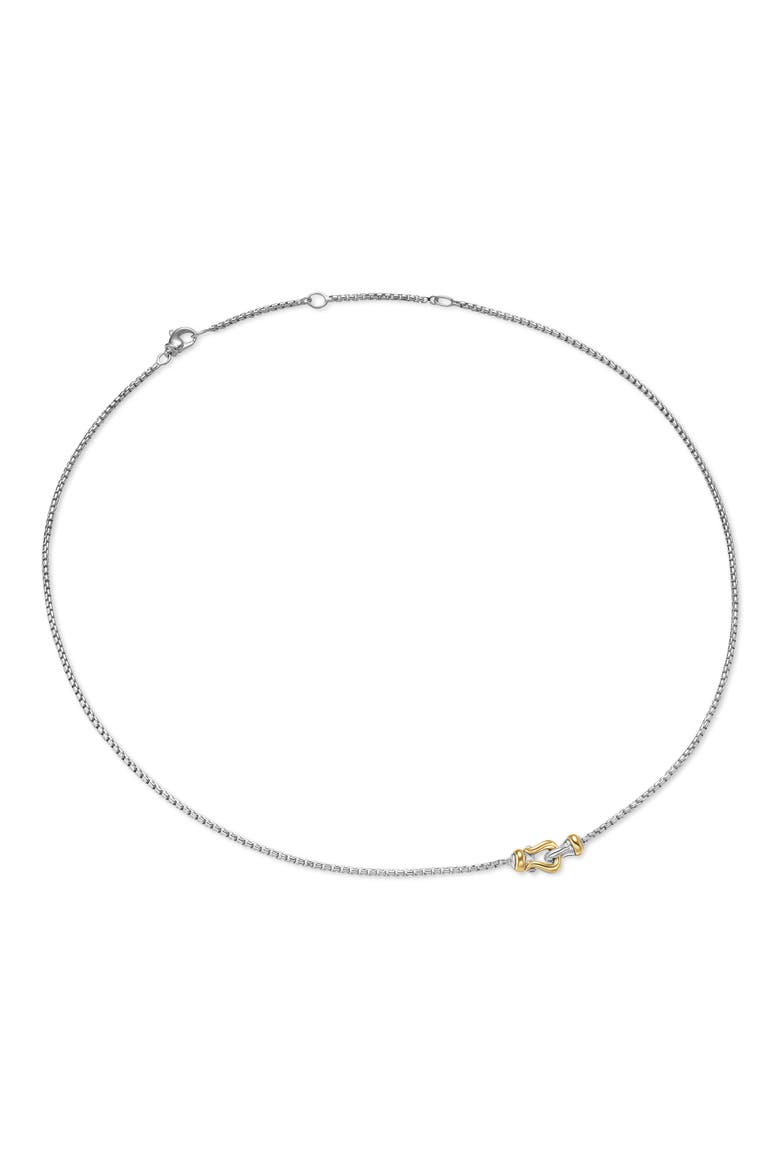 Petite Buckle Necklace in Sterling Silver with 14K Yellow Gold, 16.3mm, Alternate, color, NO COLOR