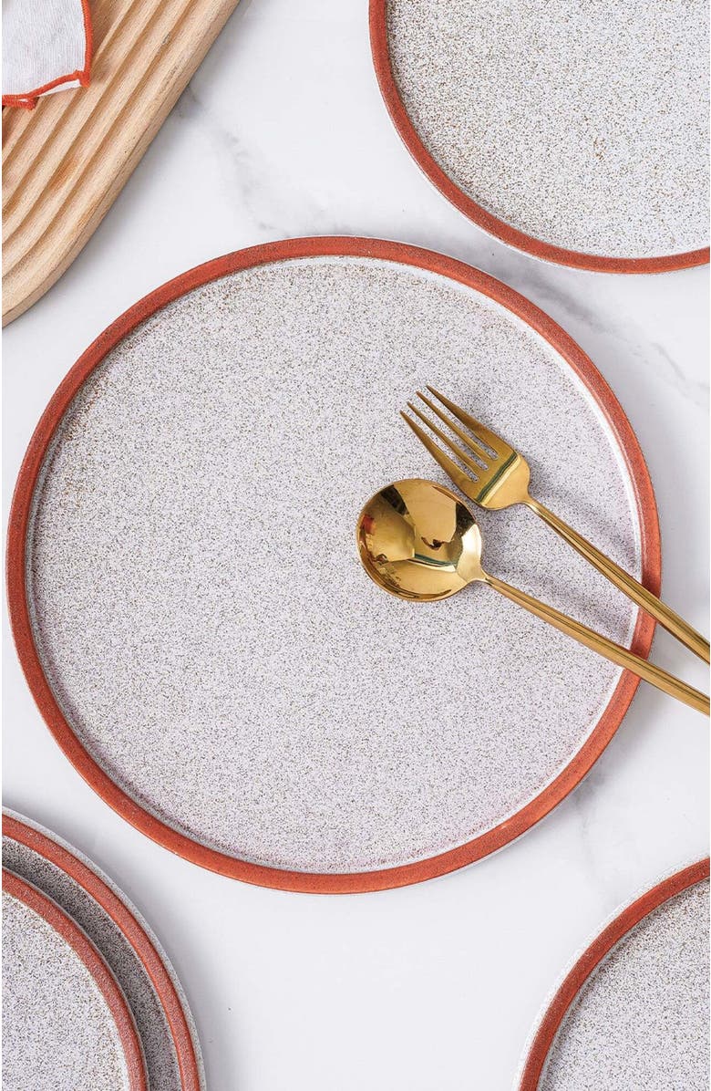 Stone Lain Vince Stoneware 4-Piece Salad Plate Set, Alternate, color, Red