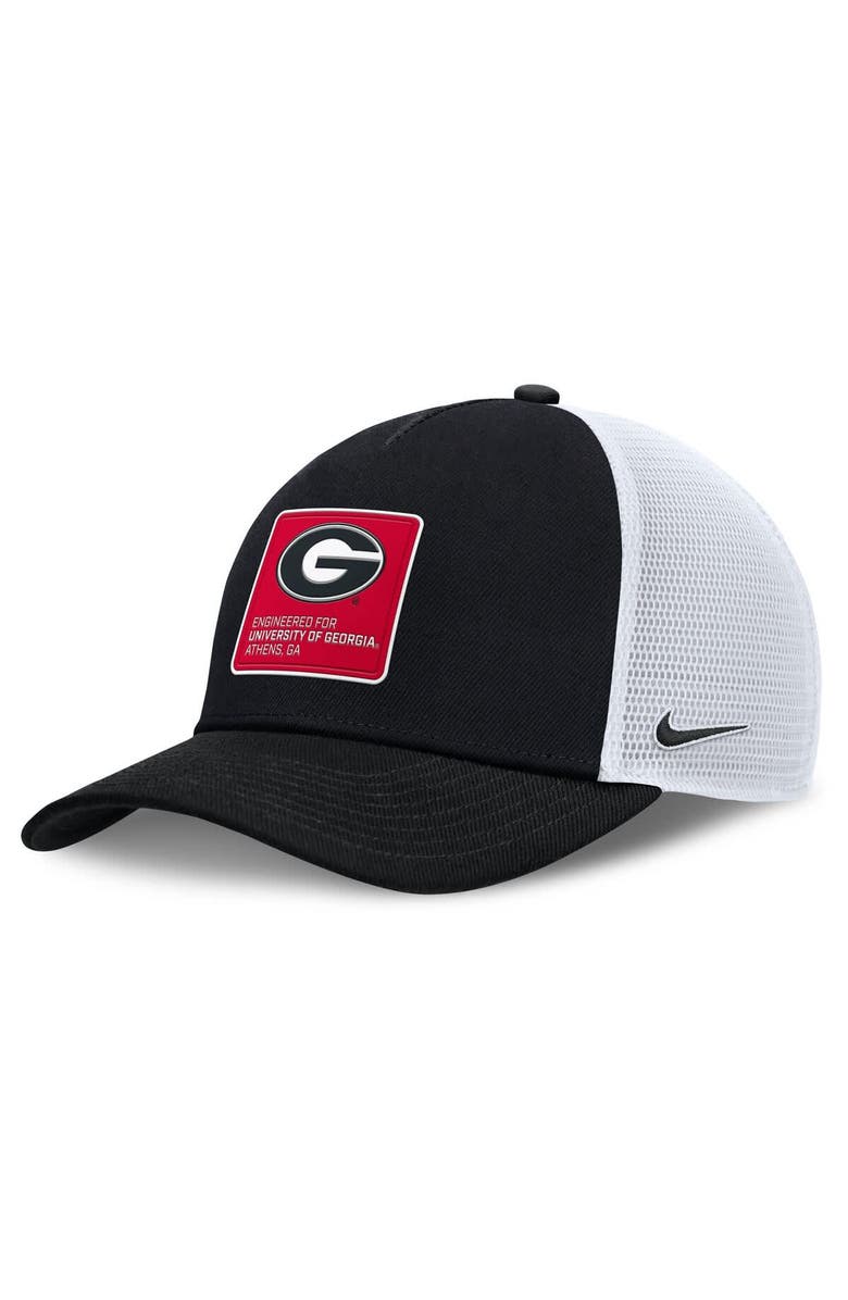 Nike Men's Nike  Black/White Georgia Bulldogs 2025 On-Field Rise Engineered Trucker Adjustable Hat, Main, color, 