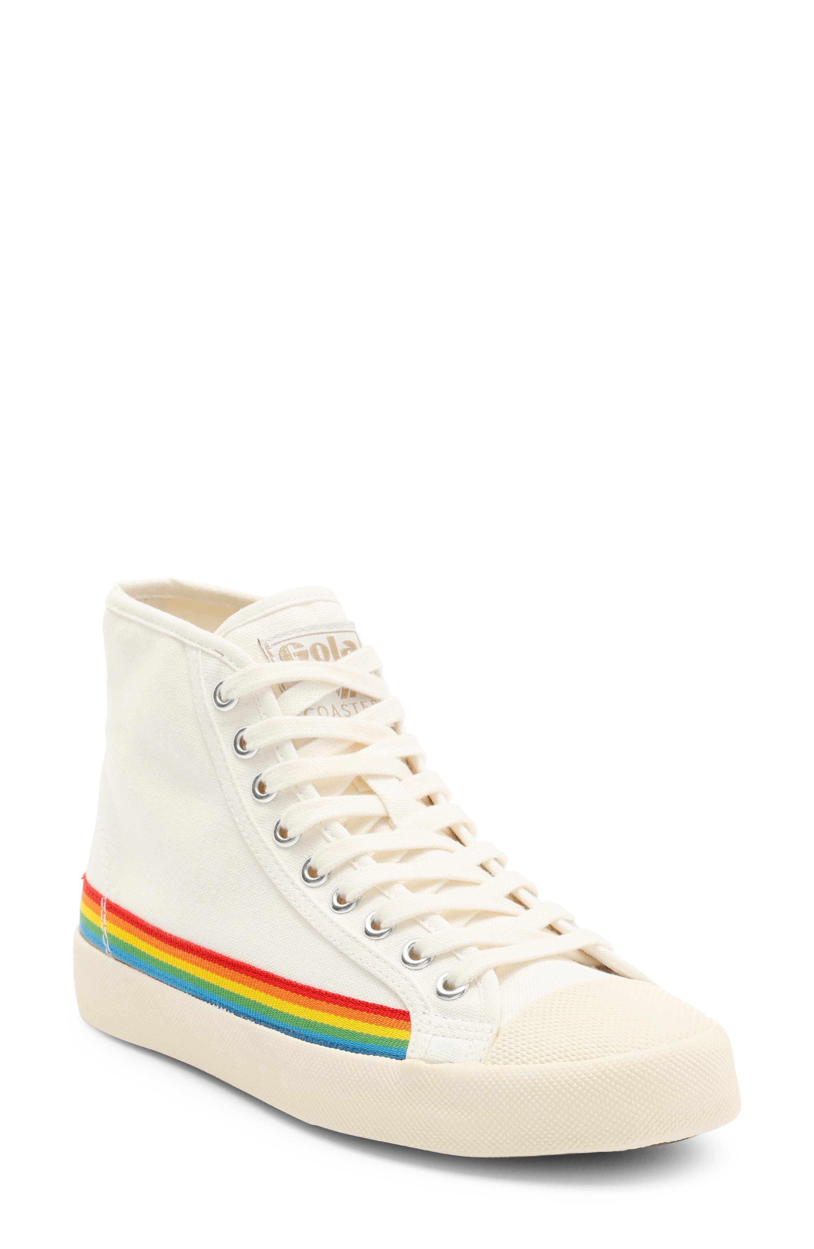 Gola Coaster Rainbow Drop High Top Sneaker, Main, color, Off White/ Multi