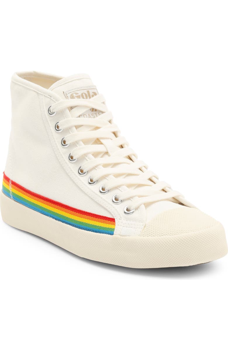 Gola Coaster Rainbow Drop High Top Sneaker, Main, color, Off White/ Multi