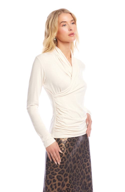 Karen Kane Crossover Side Shirred Top In Neutral