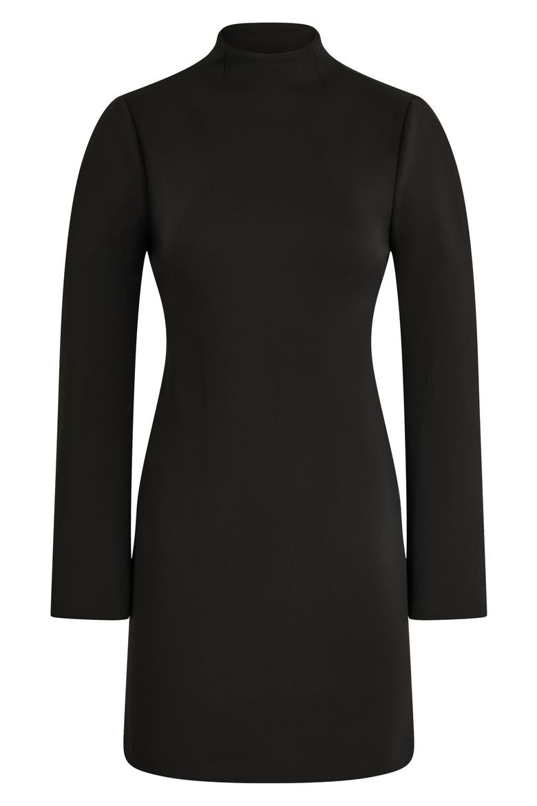 Mock Neck Long Sleeve Heavy Scuba Crepe Minidress, Alternate, color, BLACK