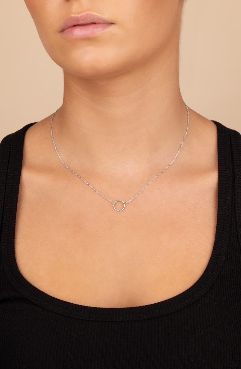 Sterling Forever Sterling Silver Open Circle Pendant Necklace, Alternate, color, Silver