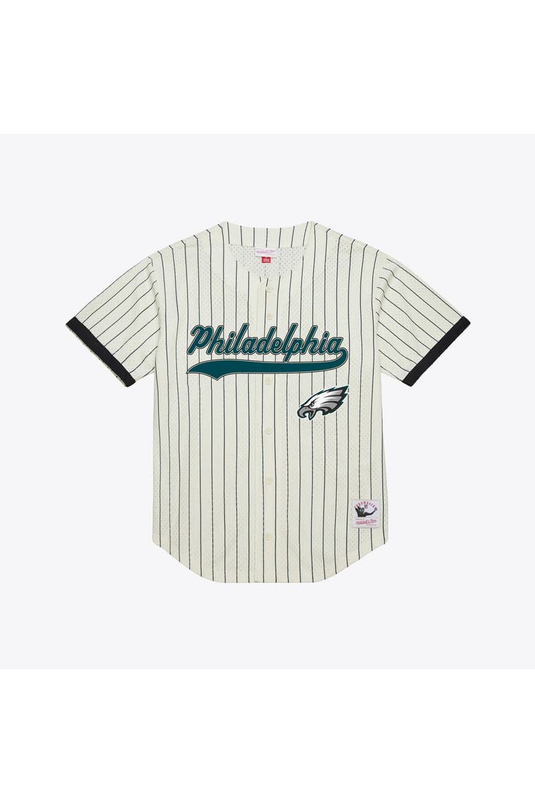 Men's Mitchell & Ness Brian Dawkins Cream Philadelphia Eagles Name & Number Mesh Fashion Jersey, Main, color, Cream