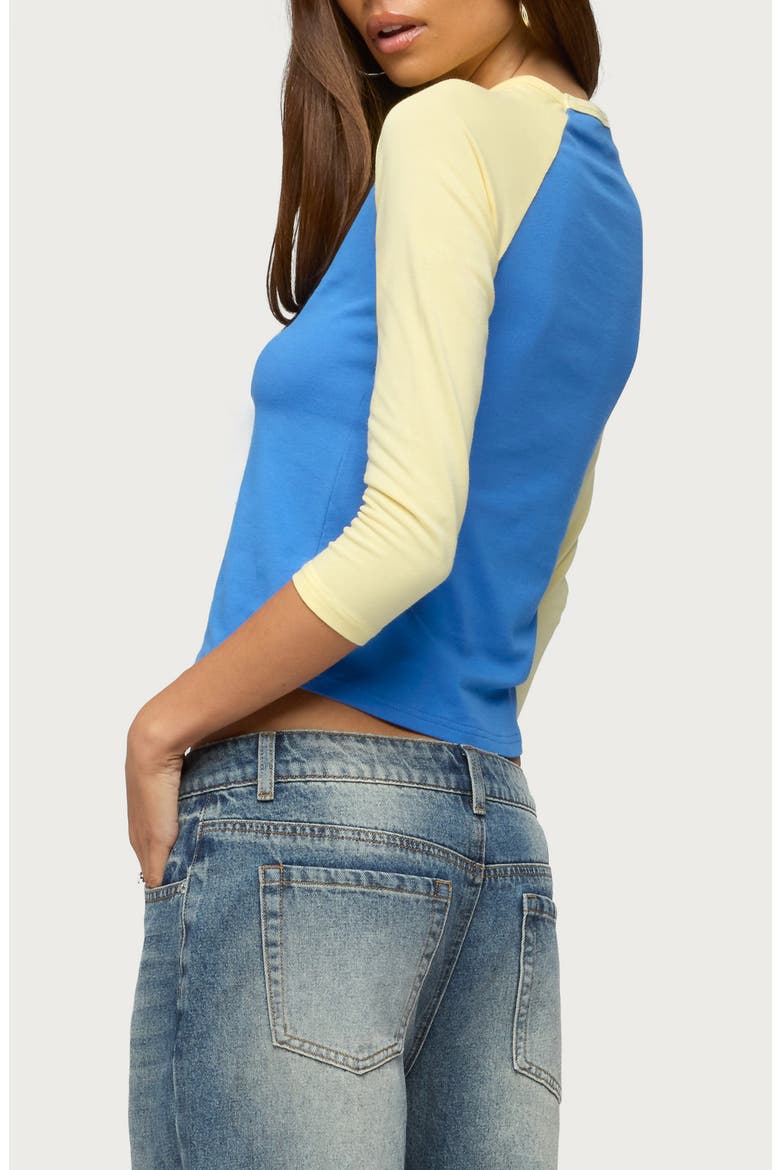 Emma Raglan Sleeve T-Shirt, Alternate, color, BLUE-AND-YELLOW