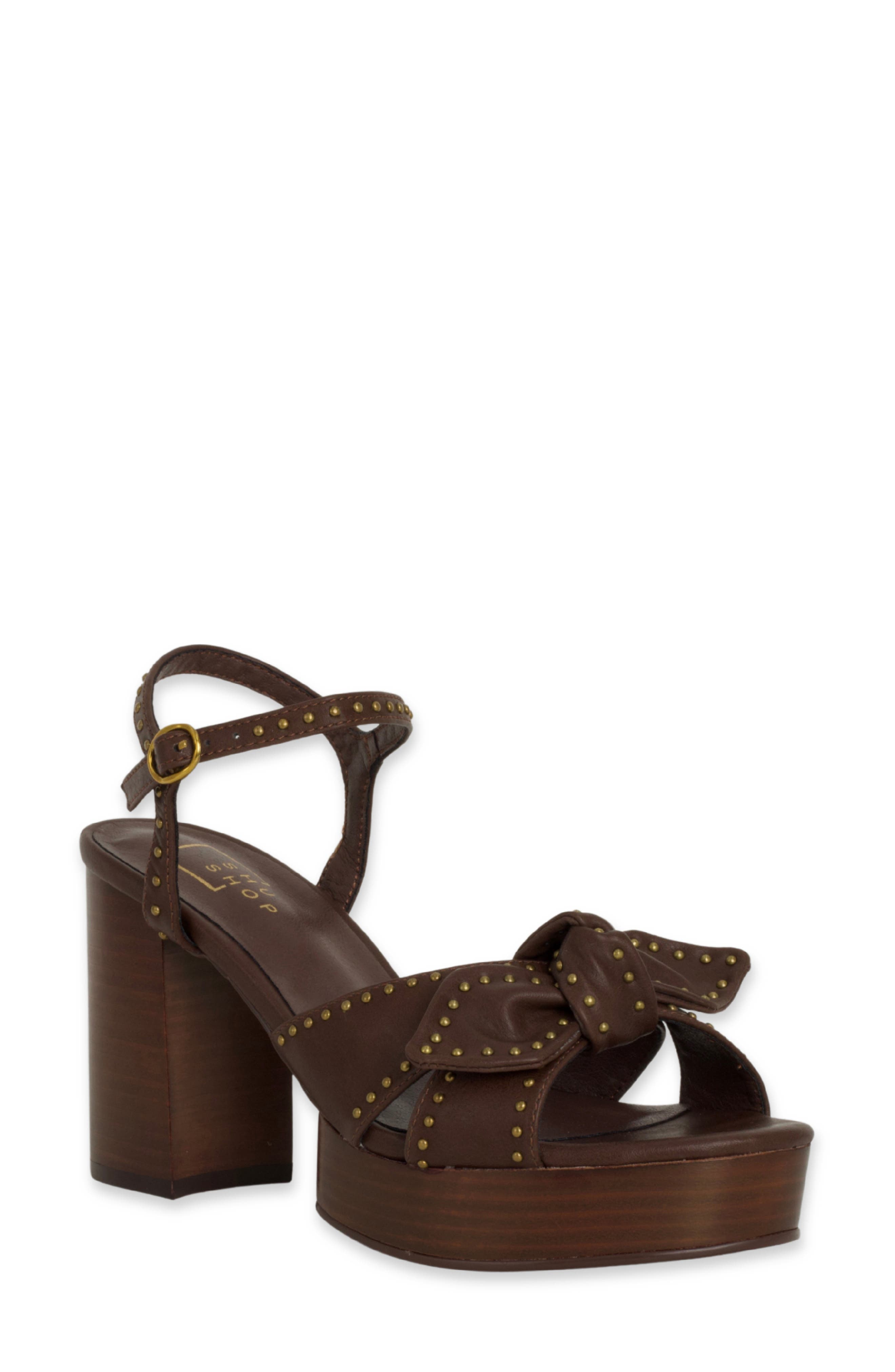 SHUSHOP Etta Studded Platform Sandal, Main, color, Brown