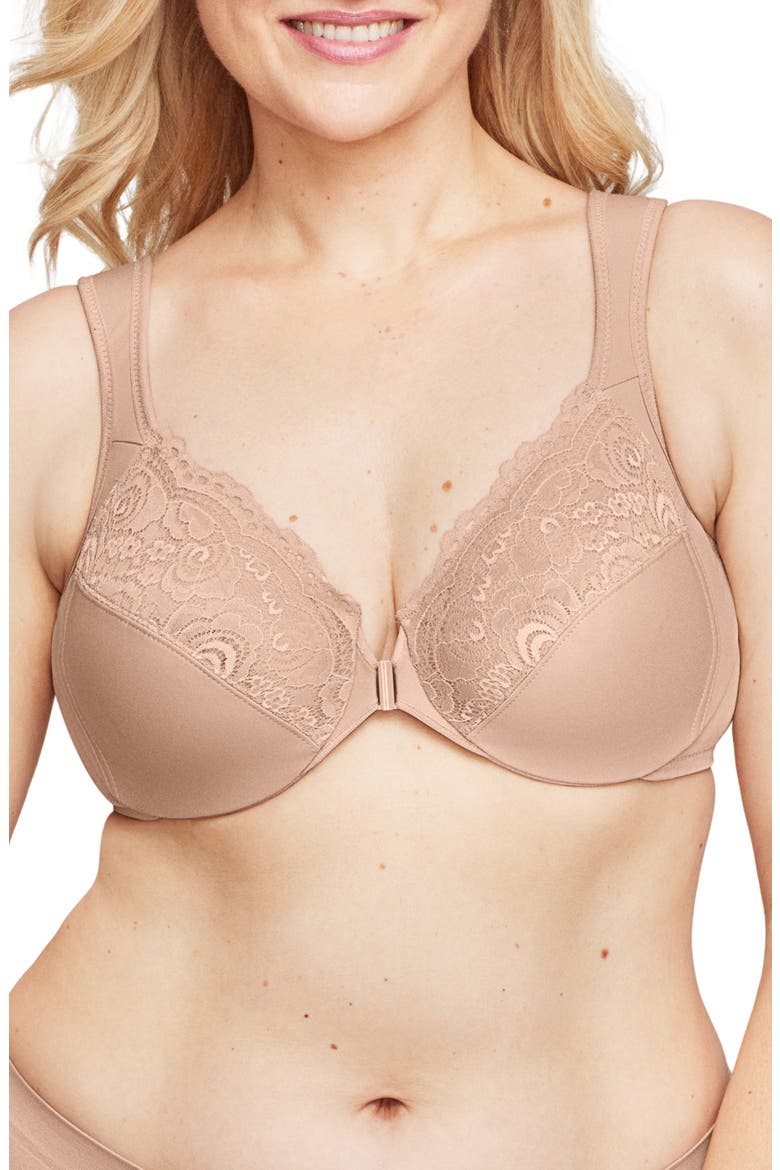 Posture Back Wonderwire Underwire Front Closure Bra, Main, color, CAFE