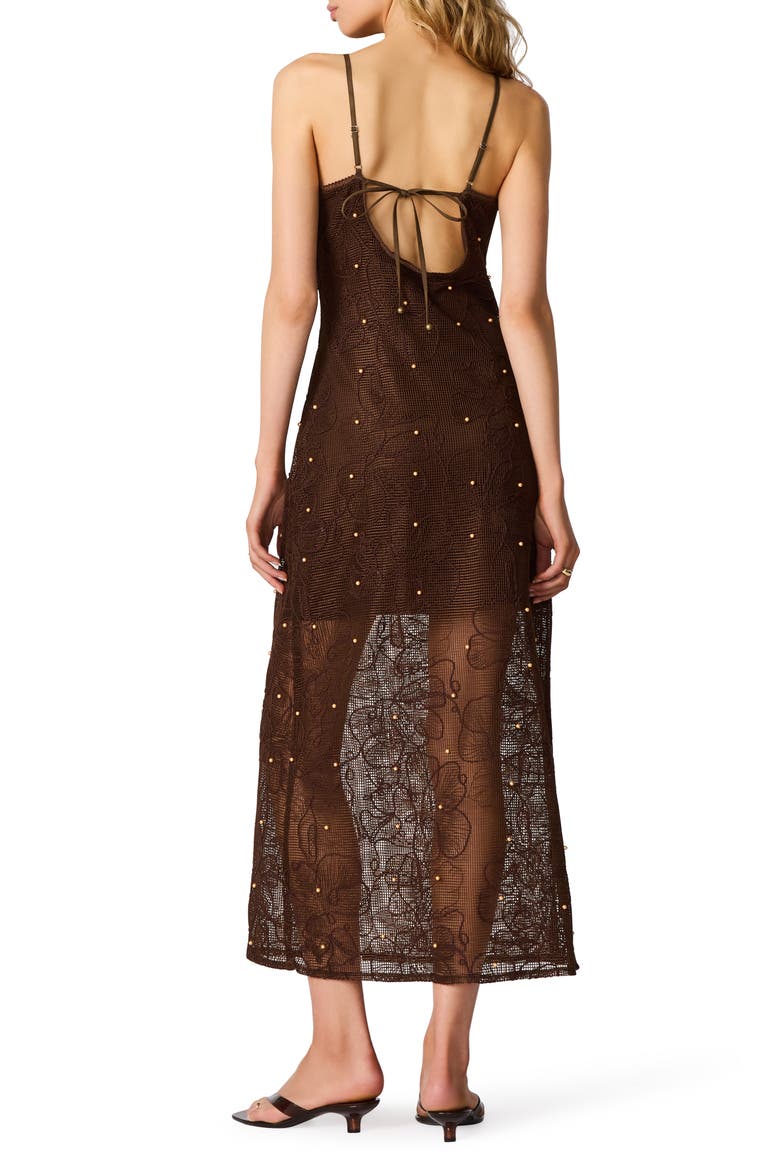 Maureene Bead Detail Floral Mesh Dress, Alternate, color, CHICORY COFFEE