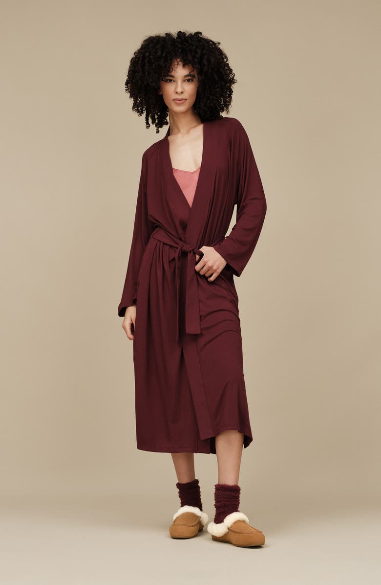 UGG<sup>®</sup> Ansley Genuine Shearling Trim Suede Mule, Alternate, color, Chestnut