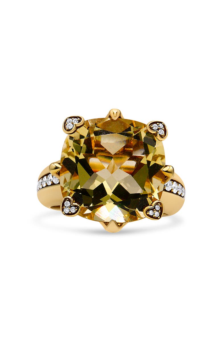 Haus of Brilliance 18K Gold Quartz & 1/4 Ct Diamond Accented Cocktail Ring -, Alternate, color, Yellow
