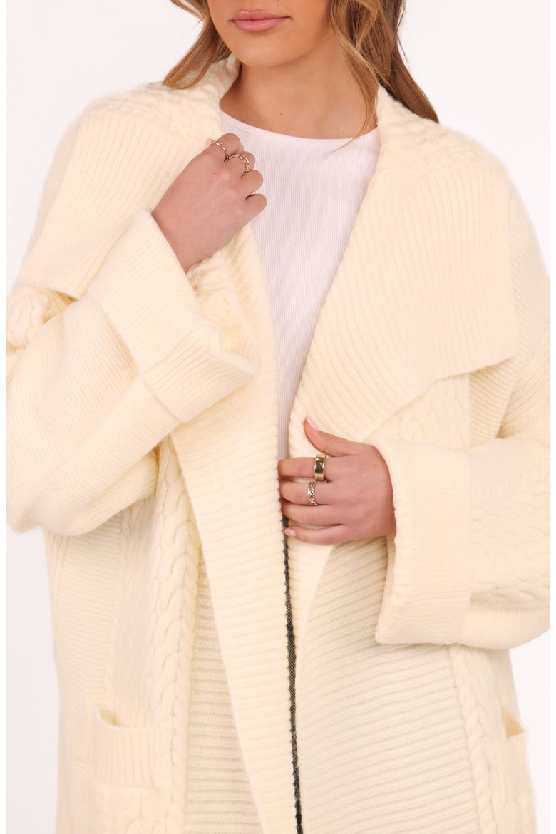 Nova Longline Cable Knit Cardigan, Alternate, color, CREAM