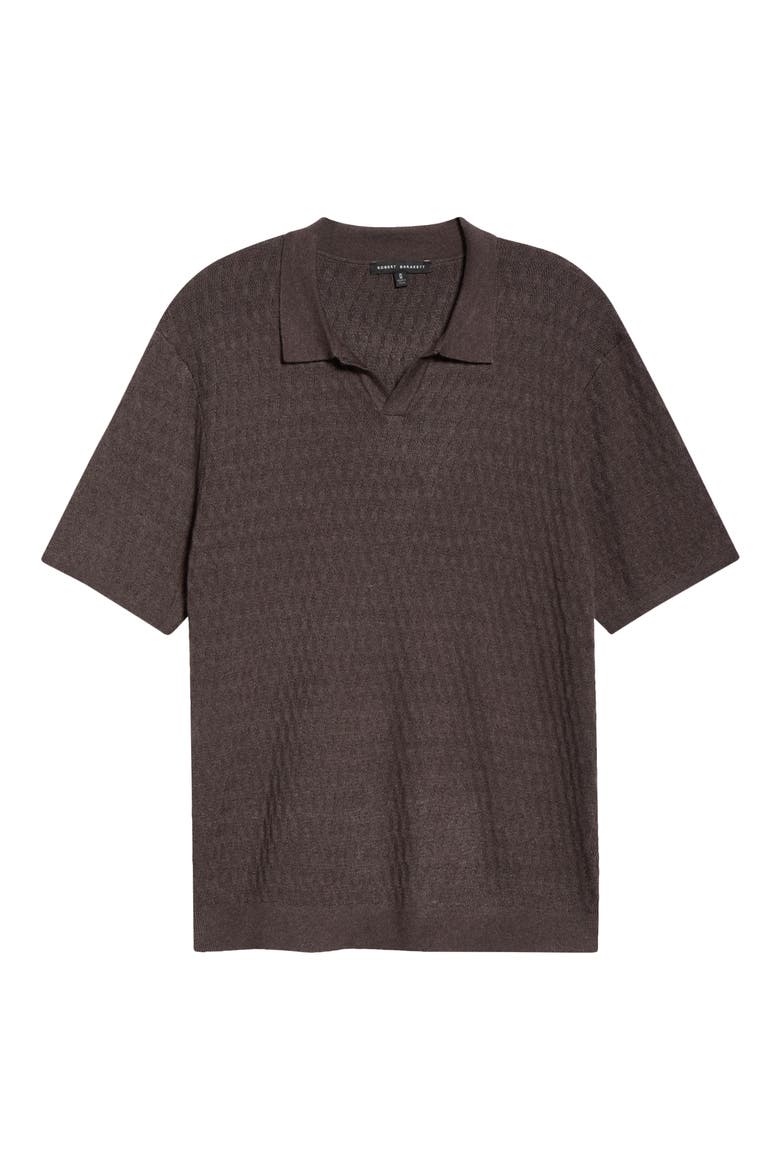 Rylan Johnny Collar Cotton Blend Polo Sweater, Alternate, color, ESPRESSO