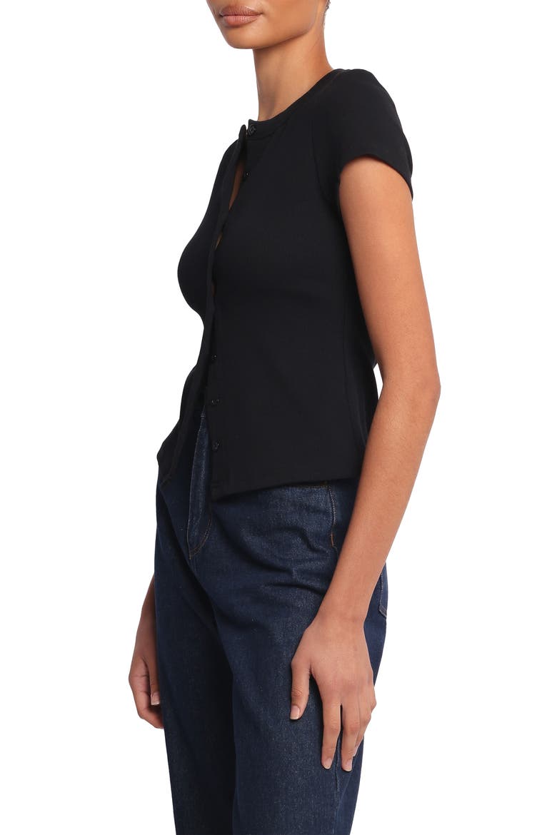 Tylarah Short Sleeve Rib Cardigan, Alternate, color, BLACK