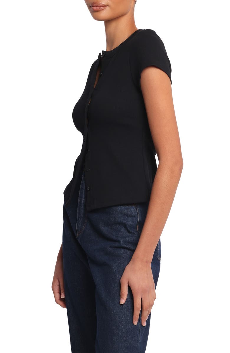 Petal & Pup Tylarah Short Sleeve Rib Cardigan, Alternate, color, Black