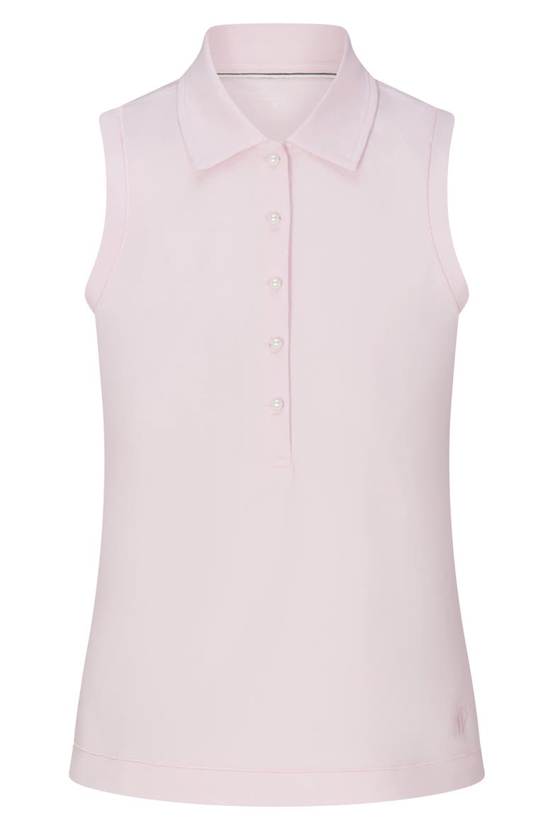 Val Sleeveless Polo with Imitation Pearl Buttons, Alternate, color, PETAL PINK