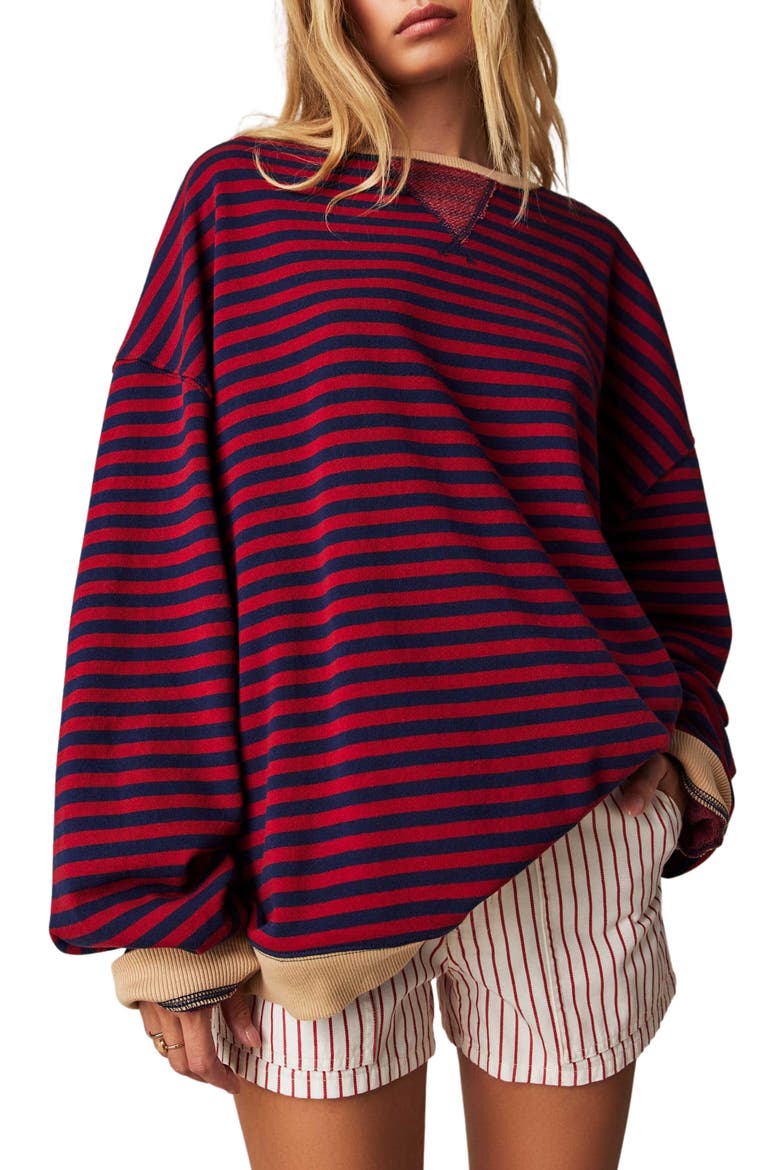Oversize Stripe Sweatshirt, Main, color, NAUTICAL COMBO