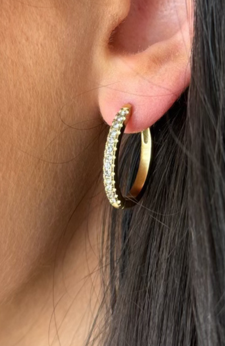 CUFFED BY NANO Rocky Stone Oval Hoops, Alternate, color, Gold