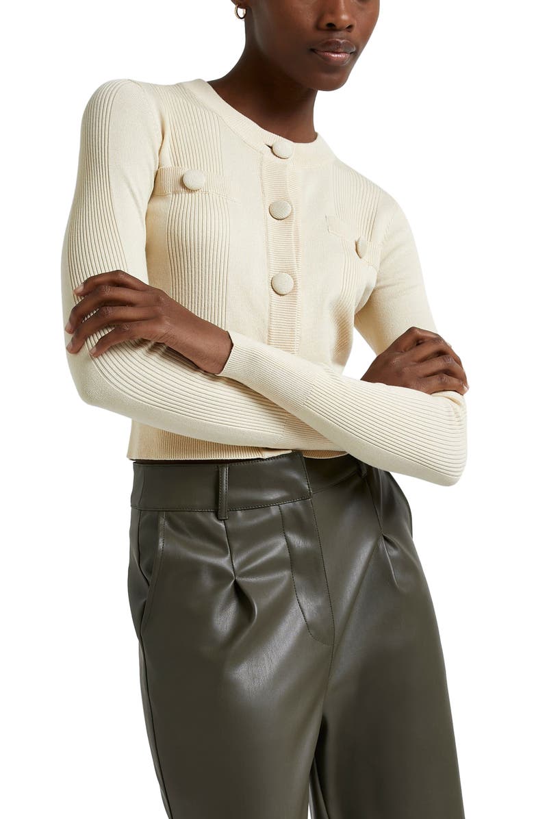 River Island Ribbed Crop Cardigan, Main, color,