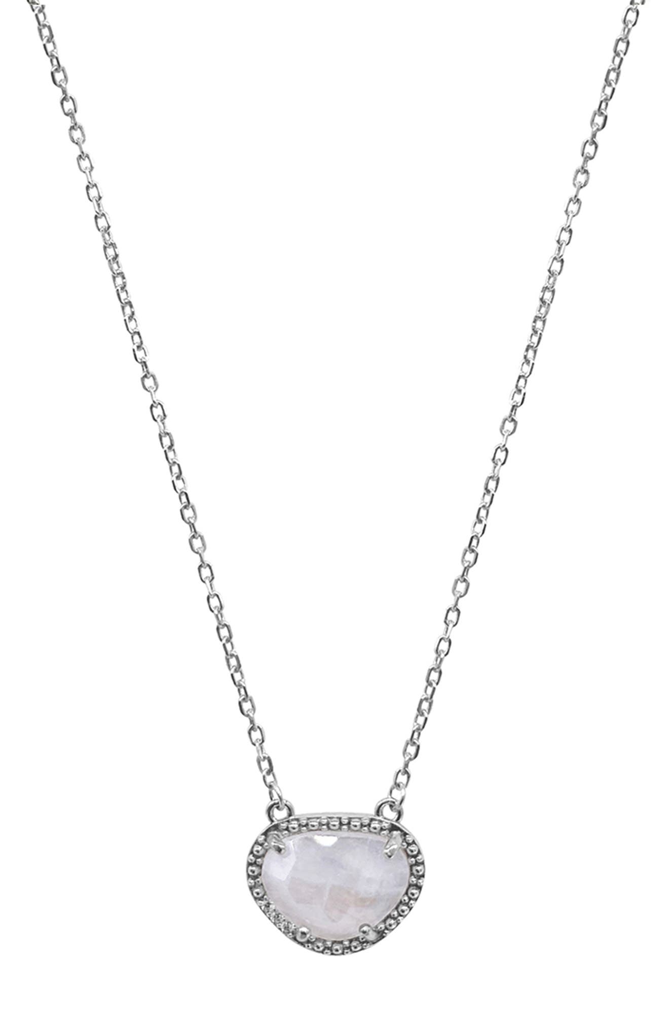 ADORNIA FINE Sterling Silver Birthstone Halo Pendant Necklace
