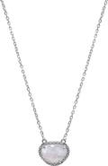 ADORNIA FINE Sterling Silver Birthstone Halo Pendant Necklace