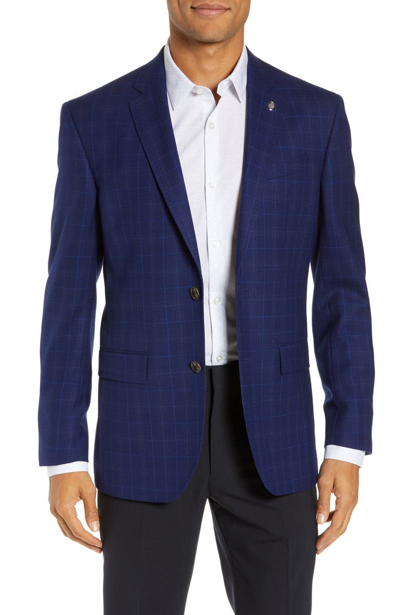 Ted Baker London Jay Trim Fit Plaid Wool Sport Coat, Main, color, 