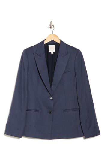 Twp Husband Peak Lapel Blazer In Indigo