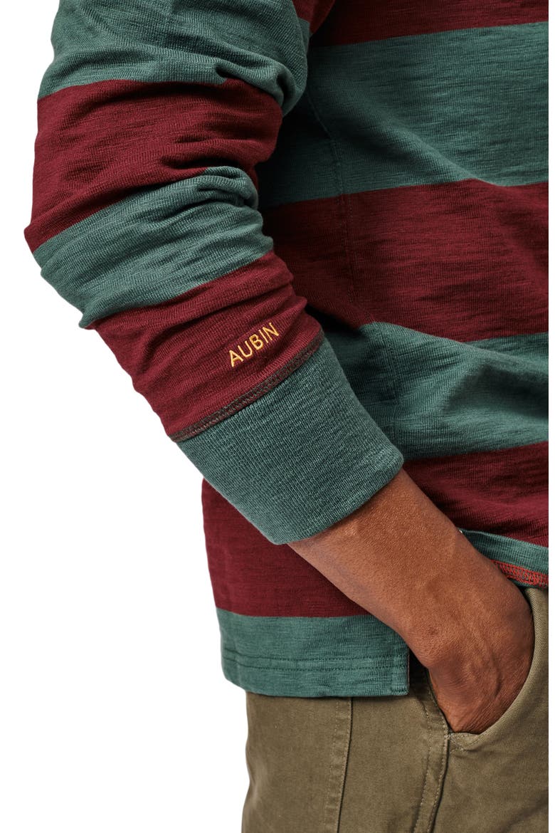 Irnham Long Sleeve Collared Rugby Shirt, Alternate, color, Forest/Burgundy Stripe