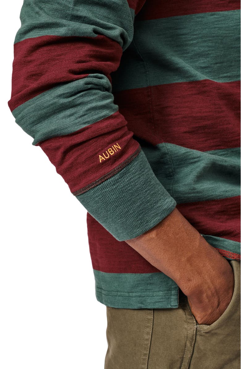 Aubin Irnham Long Sleeve Collared Rugby Shirt, Alternate, color, Forest/Burgundy Stripe