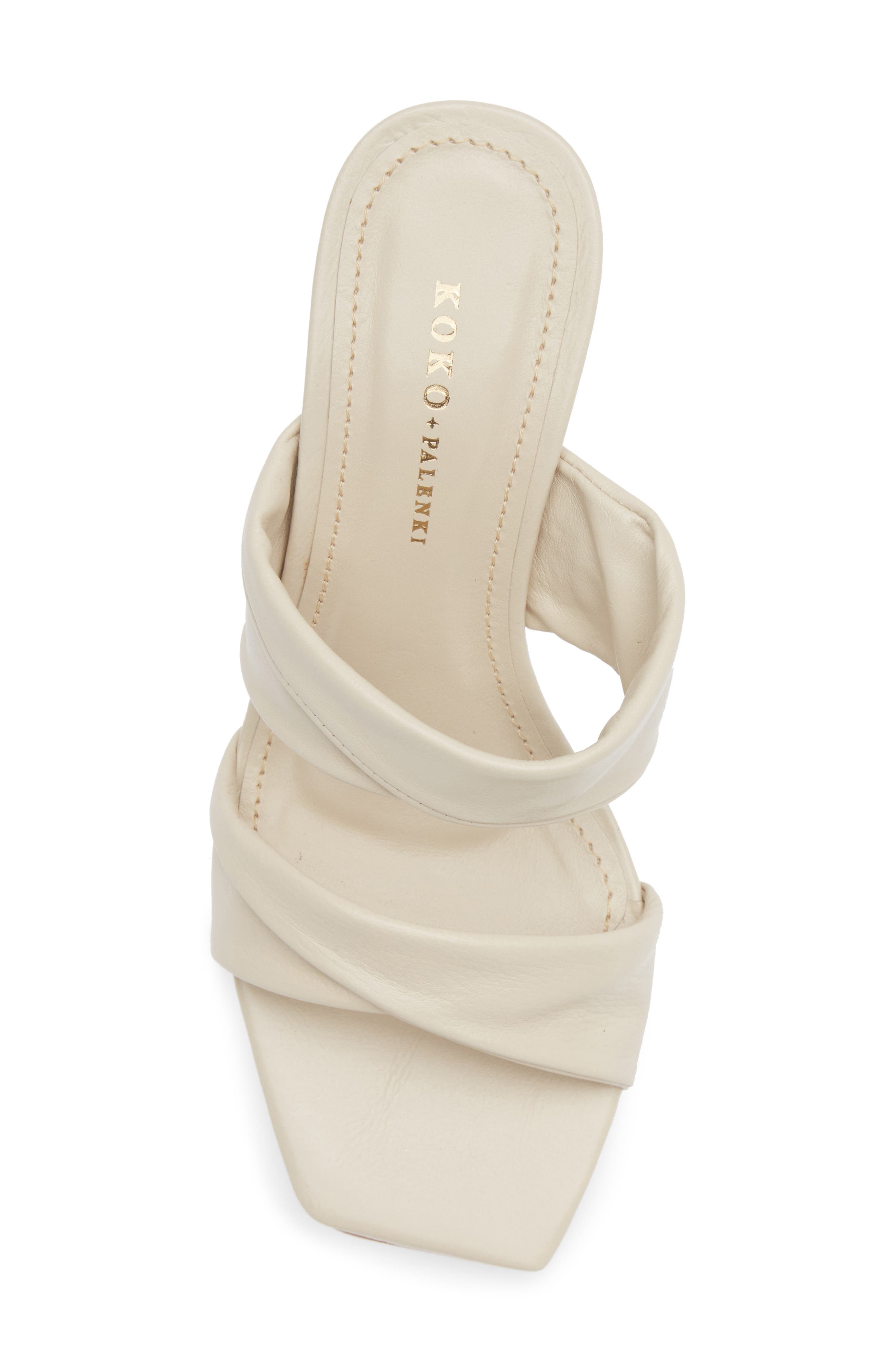 KOKO + PALENKI Alia Ruched Slide Sandal, Alternate, color, Tan Leather