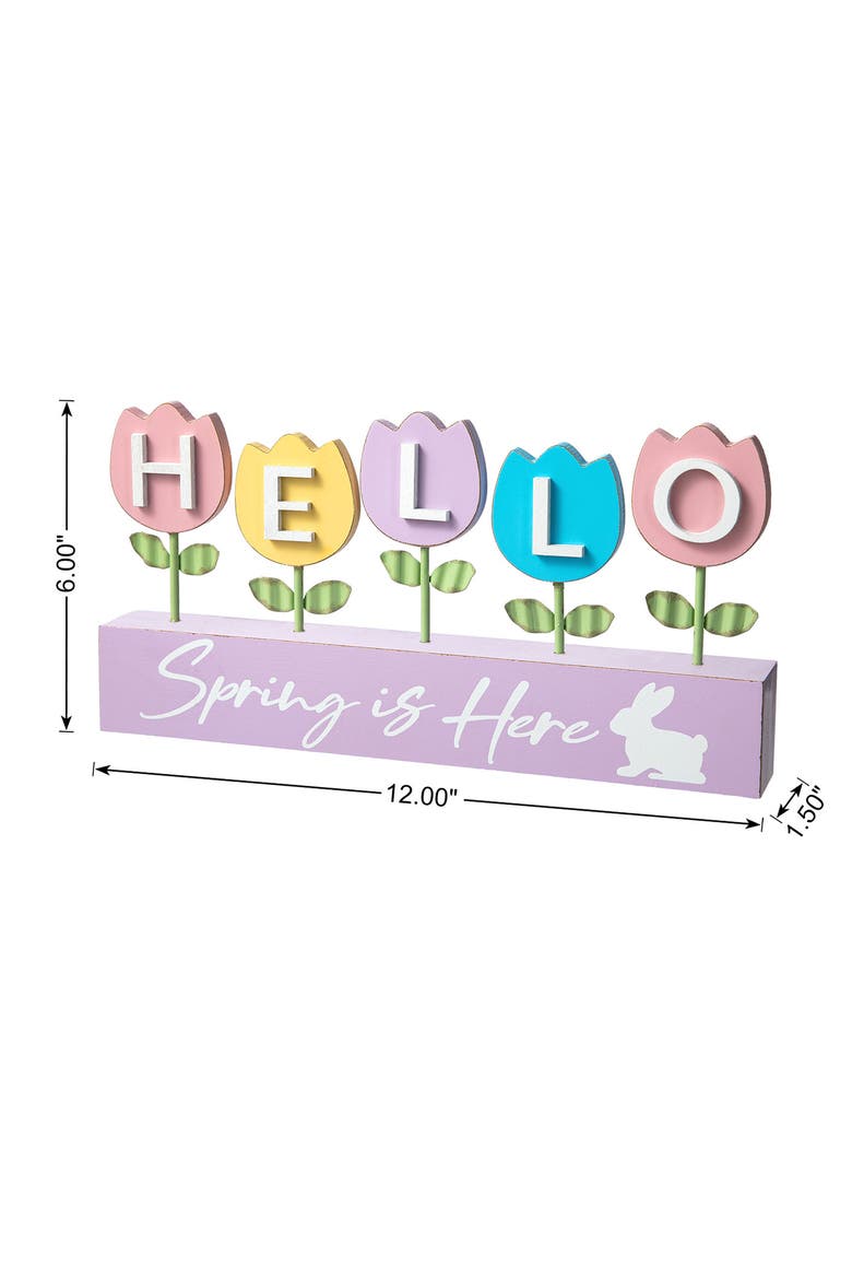 Happy Easter Wooden Metal Tulips Bunny Family Table Decor, Alternate, color, Purple