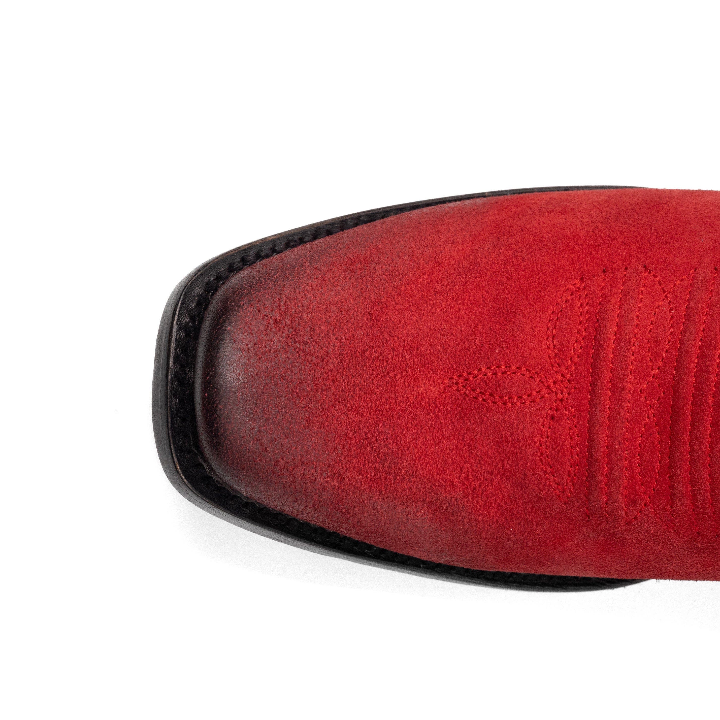 Men's Suede Roughrider Western Boot, Alternate, color, Red
