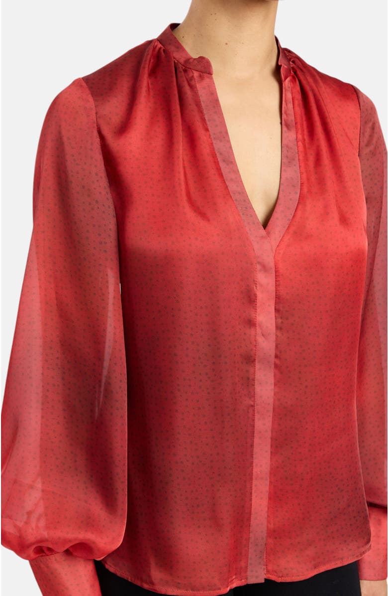 Santorelli Willow Buttoned Blouse, Alternate, color, Scarlet
