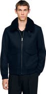 SANDRO Wool aviator jacket with shearling