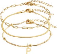 Adornia Set of 3 Tarnish Resistant 18K Gold Plated Chain Bracelets