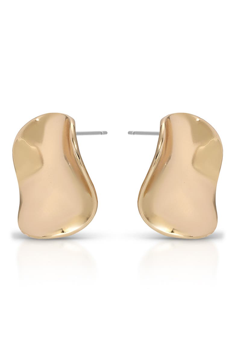 Molten Disc Stud Earrings, Alternate, color, GOLD