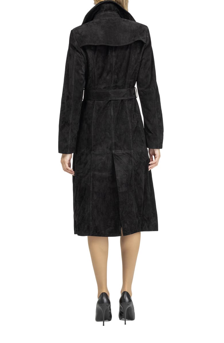 GORSKI Metis Suede Belted Trench Long Coat, Alternate, color, Black